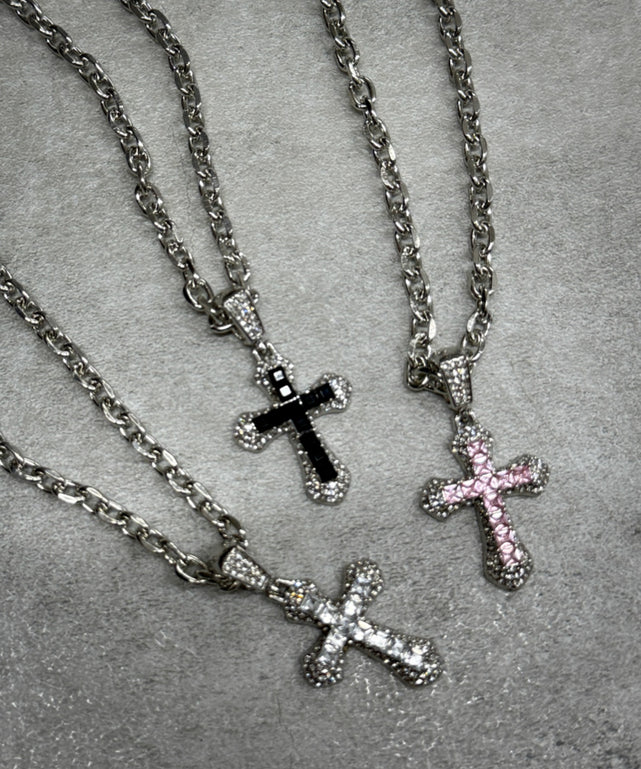 Lクロスビジューネックレス