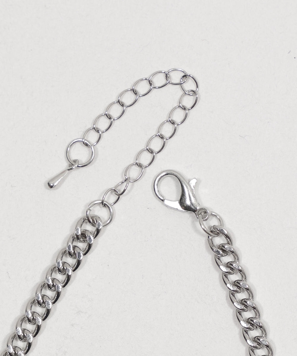 Lスタッズパールチェーンクロスネックレス