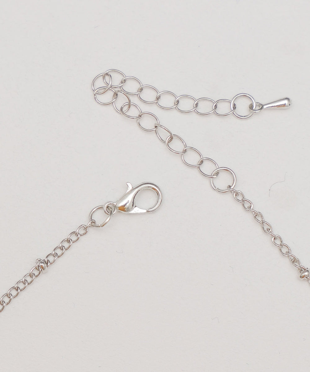 Lハートストーンダブルチャームネックレス