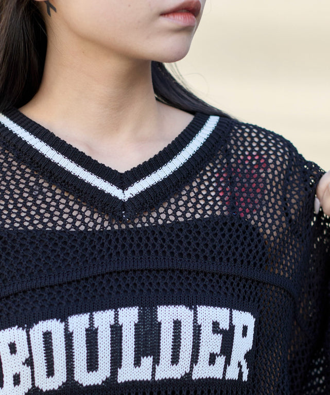 ナンバリングメッシュニットプルオーバー