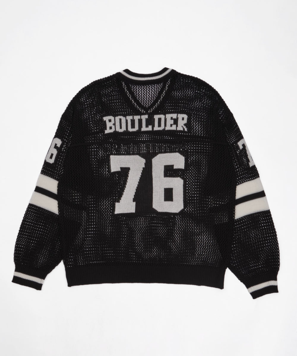 ナンバリングメッシュニットプルオーバー