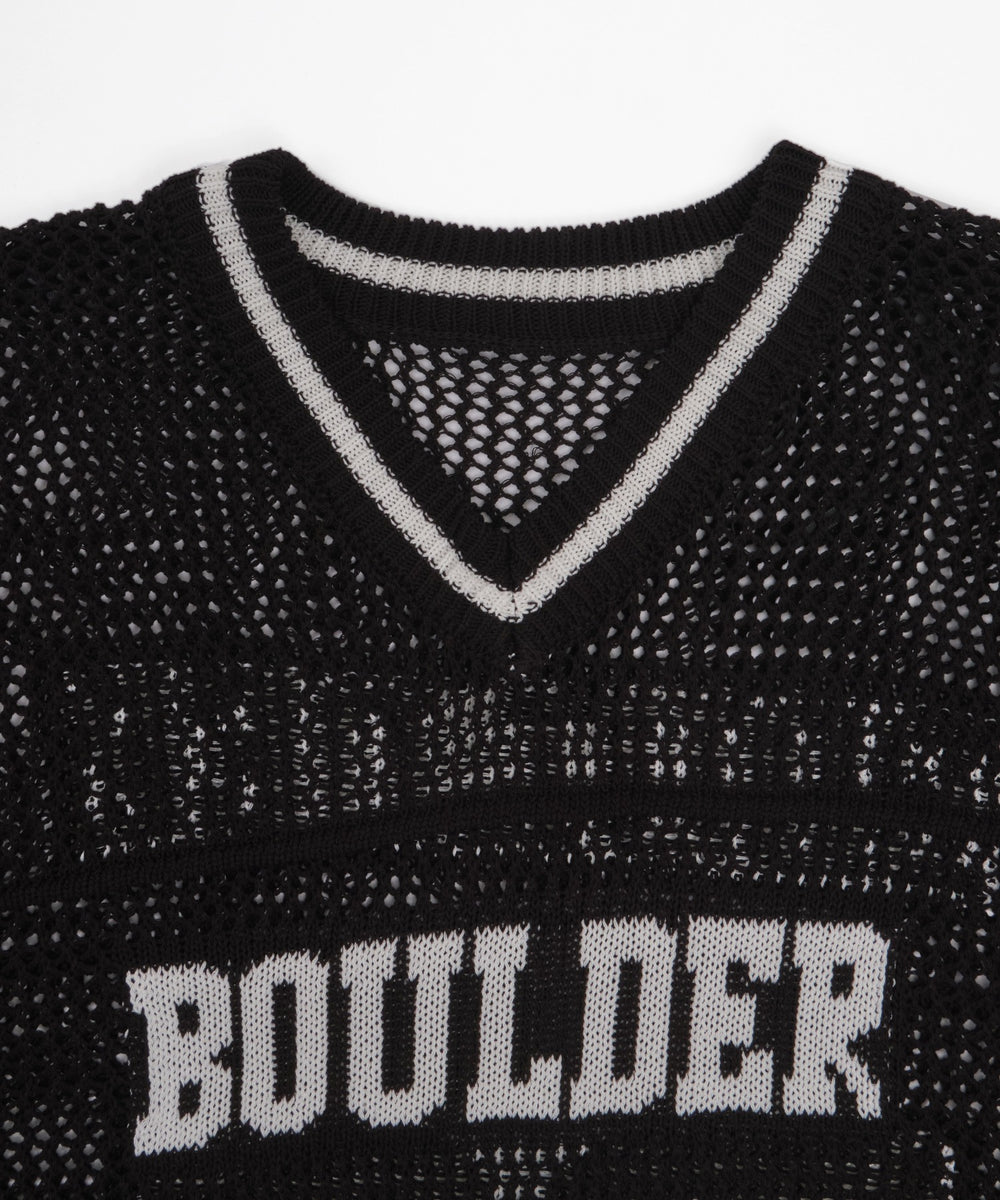 ナンバリングメッシュニットプルオーバー