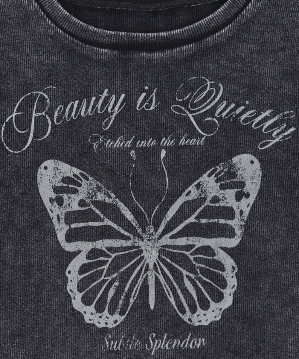 ヴィンテージウォッシュグラフィックリブT