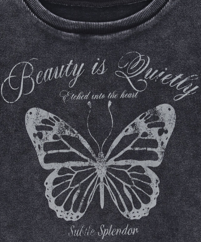 ヴィンテージウォッシュグラフィックリブT