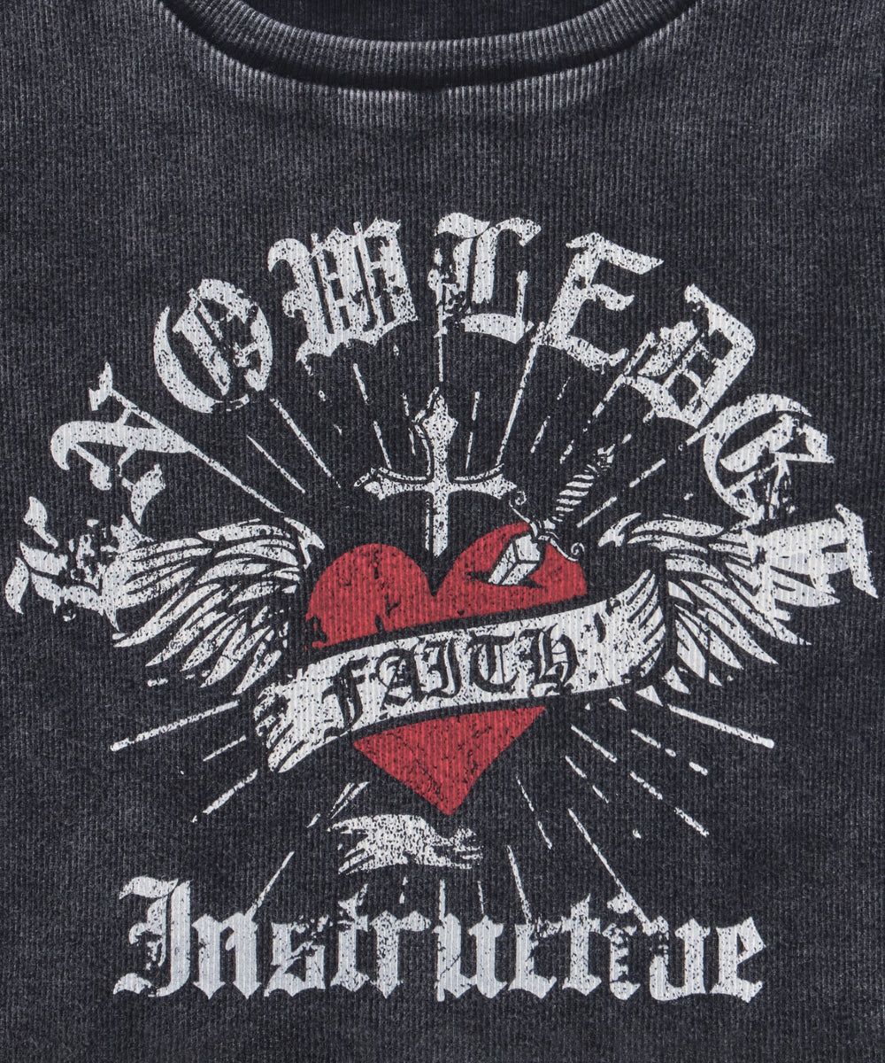 ヴィンテージウォッシュグラフィックリブT