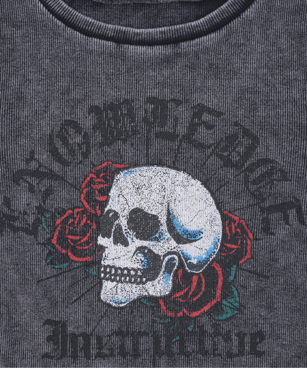 ヴィンテージウォッシュグラフィックリブT