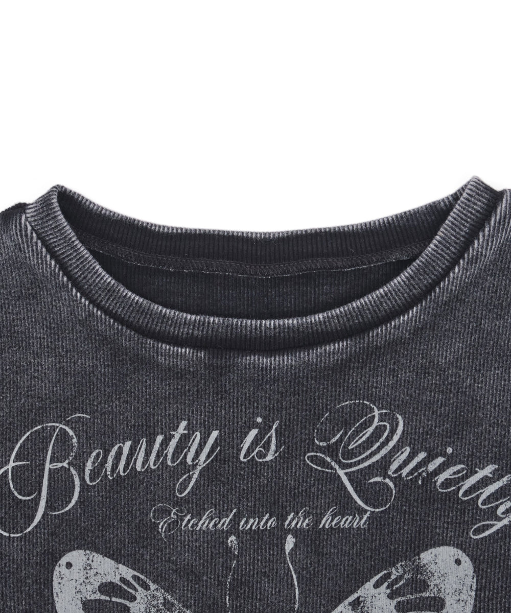 ヴィンテージウォッシュグラフィックリブT