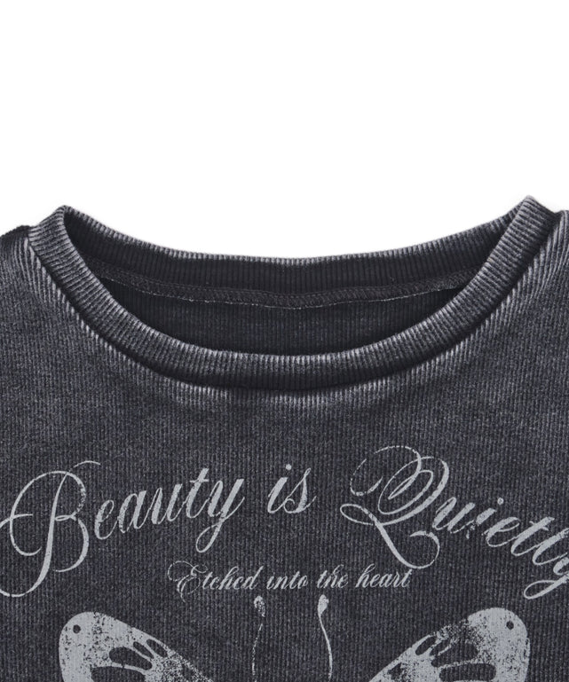 ヴィンテージウォッシュグラフィックリブT