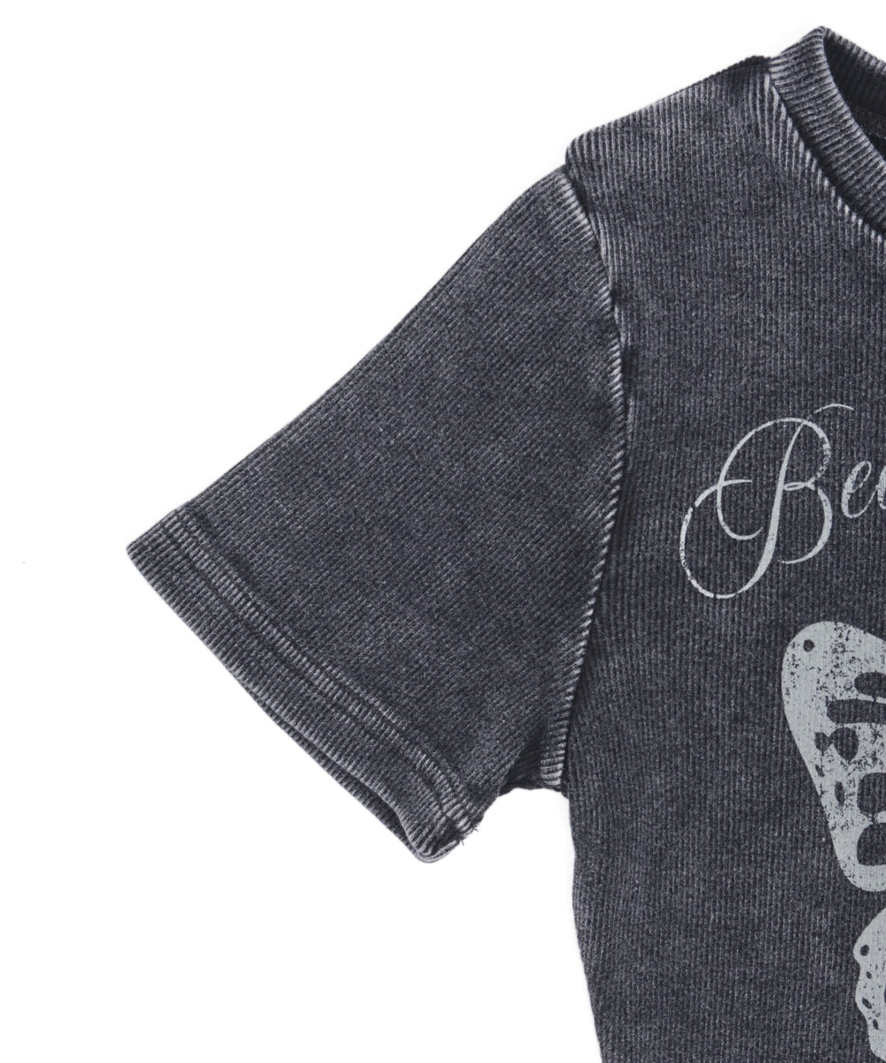 ヴィンテージウォッシュグラフィックリブT