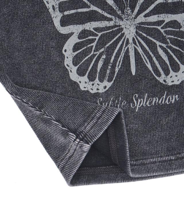 ヴィンテージウォッシュグラフィックリブT