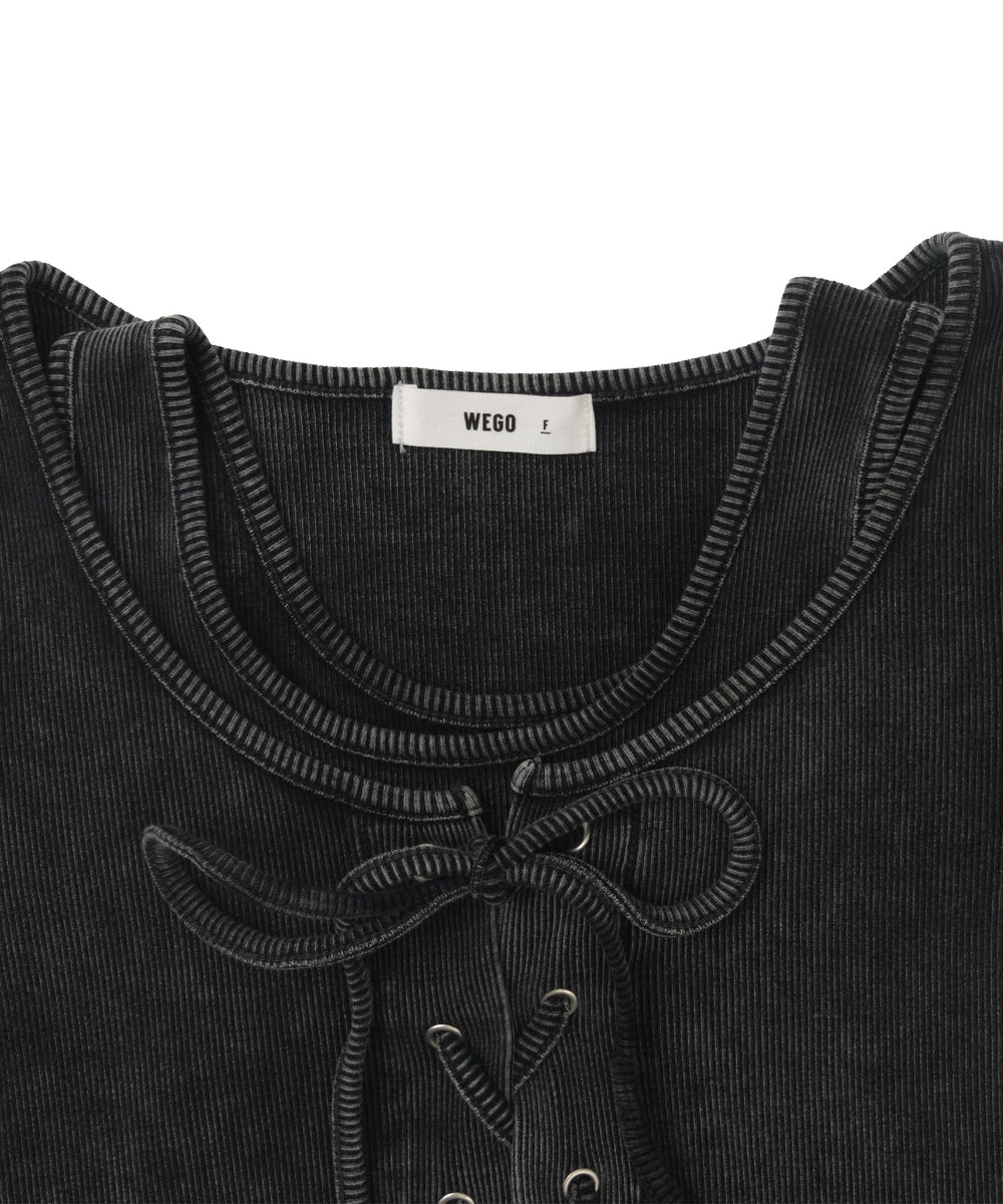 ヴィンテージライクレースアップT