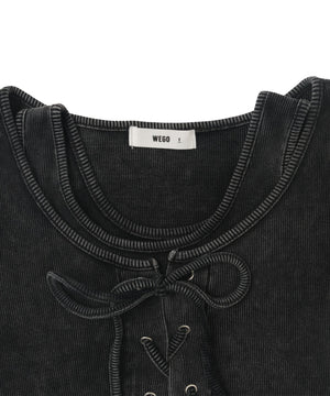 ヴィンテージライクレースアップT