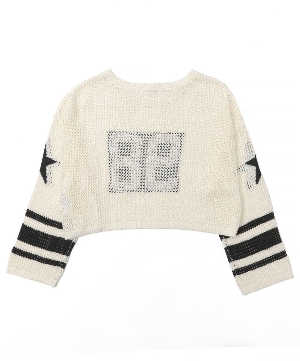 ナンバリングメッシュショートニット