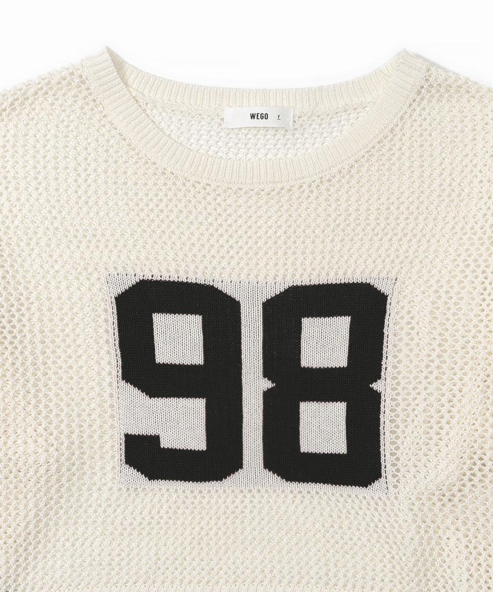 ナンバリングメッシュショートニット