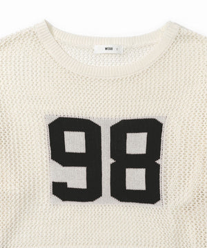 ナンバリングメッシュショートニット