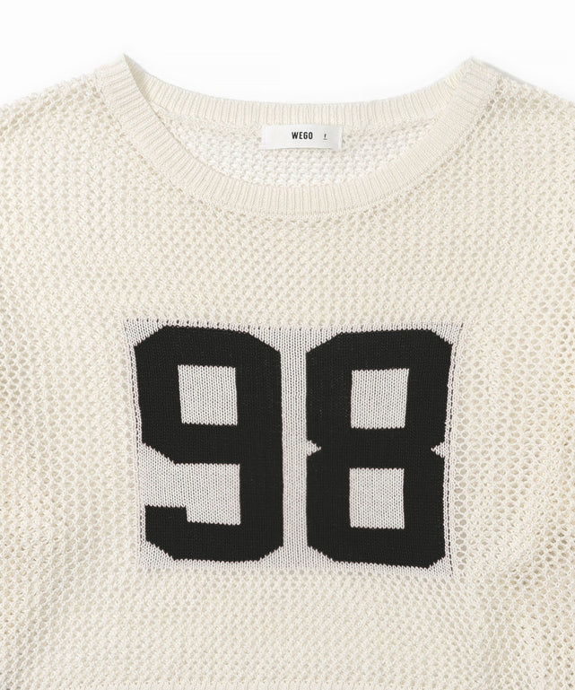 ナンバリングメッシュショートニット