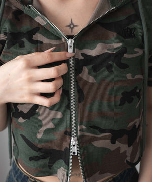 リブハンソデジップパーカー