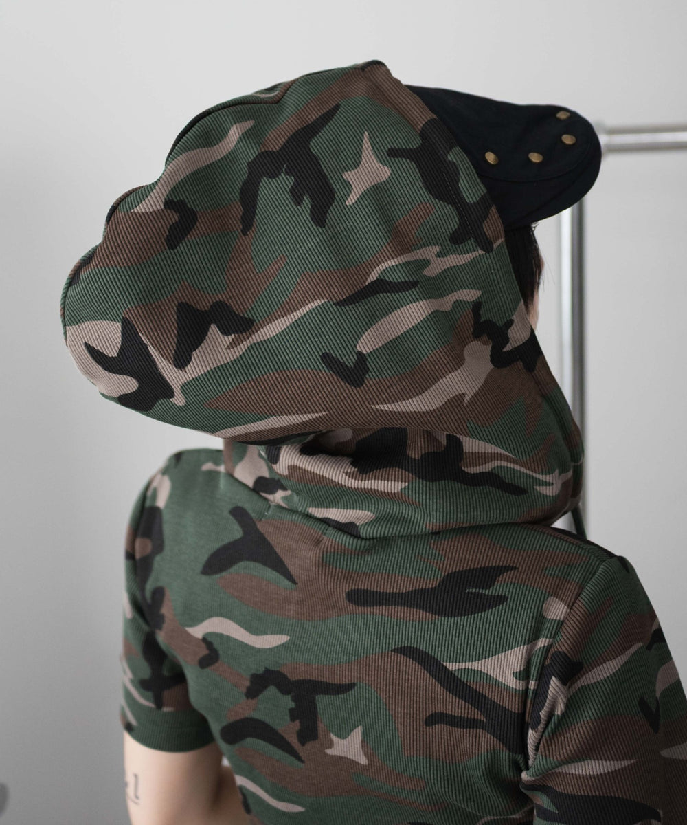 リブハンソデジップパーカー