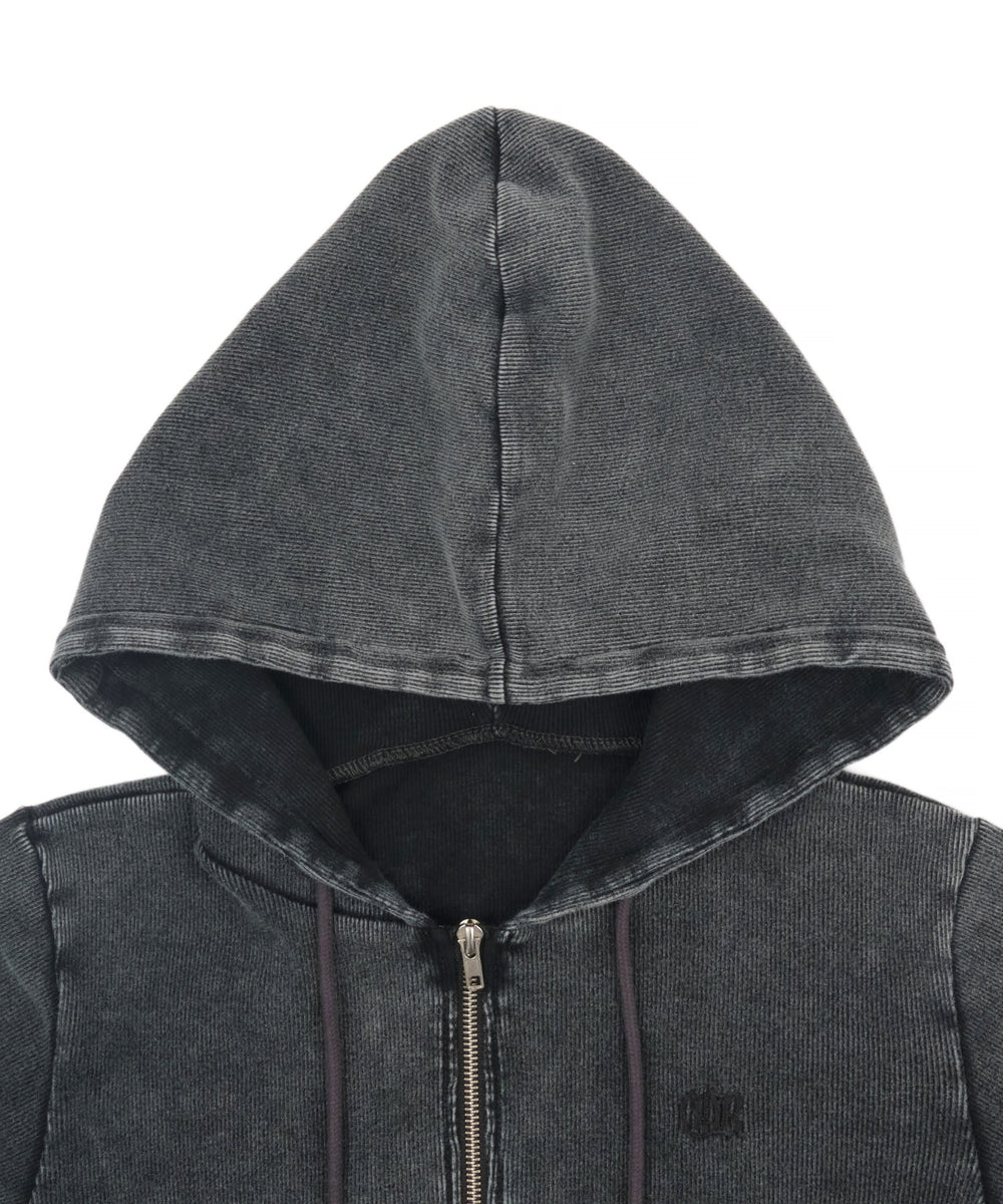 リブハンソデジップパーカー