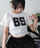 ナンバリングサイドドロストちびT/ホワイト モデル：159cm F着用