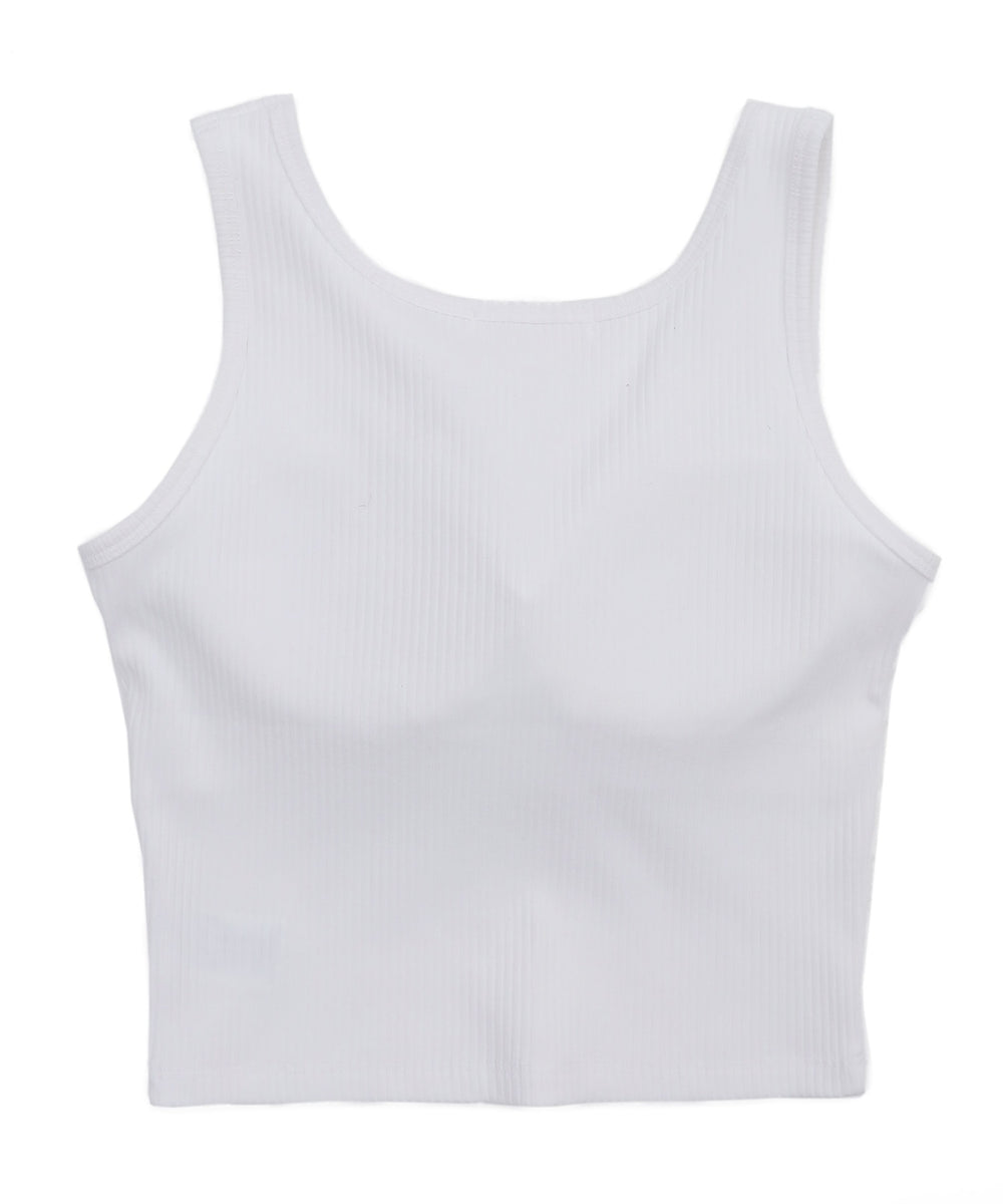 グラフィックカップ付きリブタンク