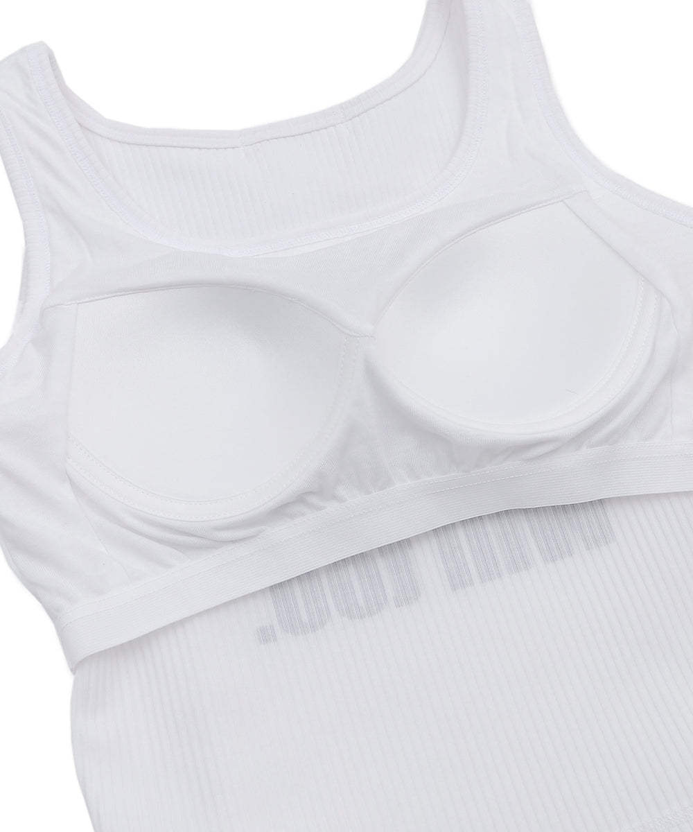 グラフィックカップ付きリブタンク