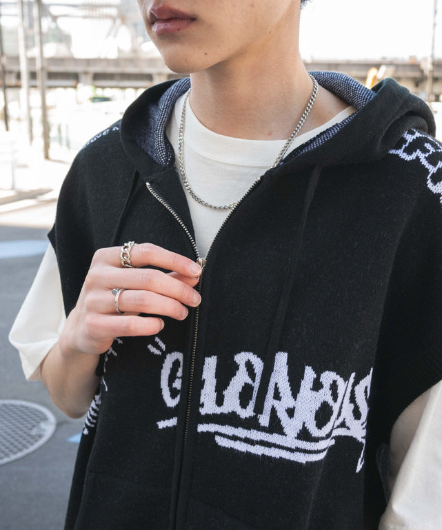 ジャガードノースリジップパーカー