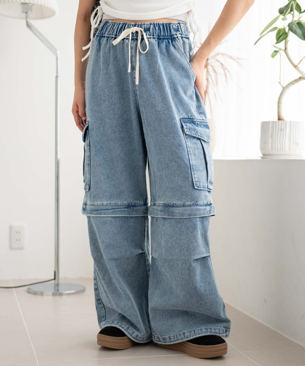 デニム淡加工 モデル：155cm F着用