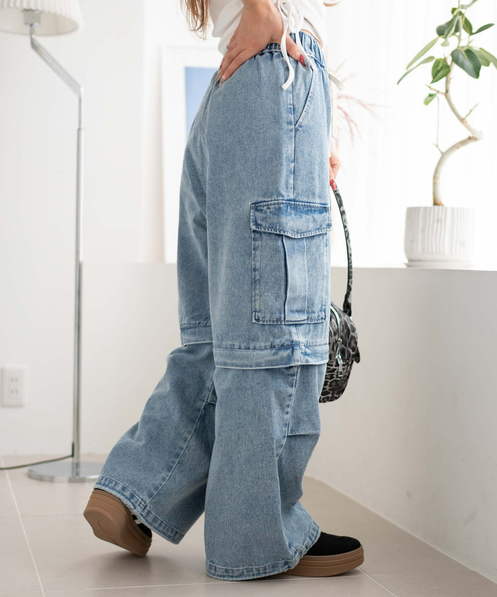 デニム淡加工 モデル：155cm F着用