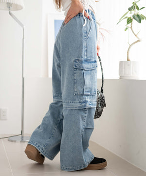 デニム淡加工 モデル：155cm F着用