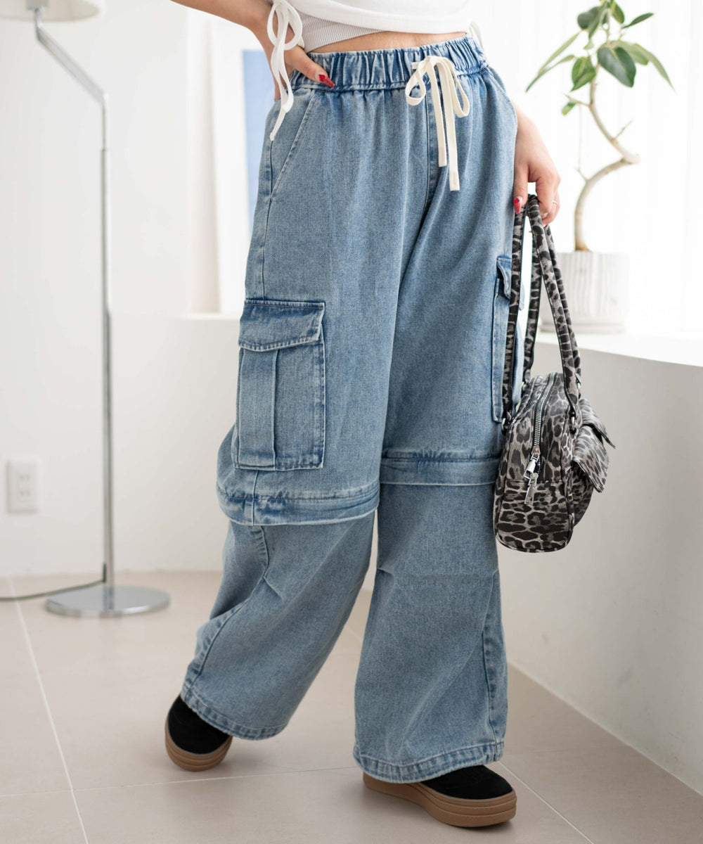 デニム淡加工 モデル：155cm F着用