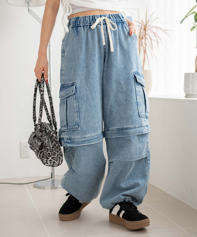 デニム淡加工 モデル：155cm F着用