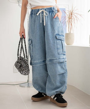 デニム淡加工 モデル：155cm F着用