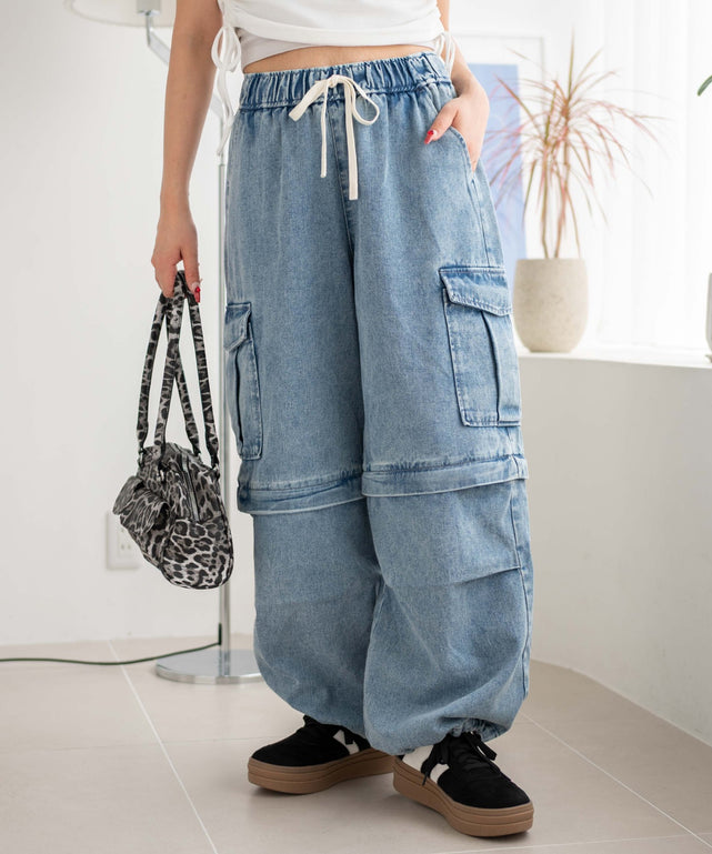 デニム淡加工 モデル：155cm F着用