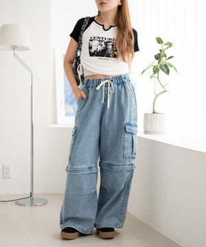 デニム淡加工 モデル：155cm F着用