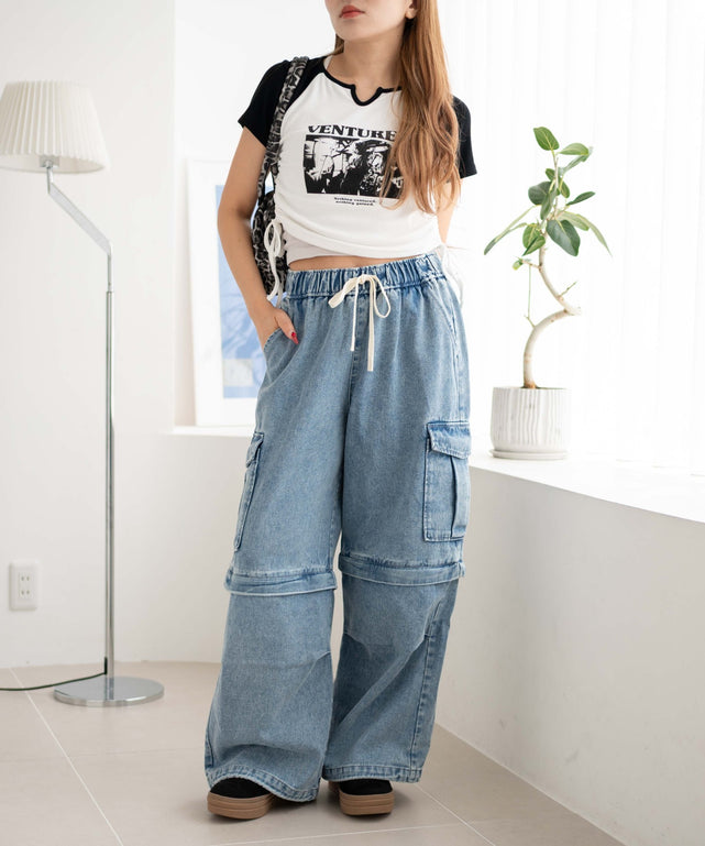 デニム淡加工 モデル：155cm F着用