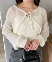 アンサンブルメッシュリボンカーディガン