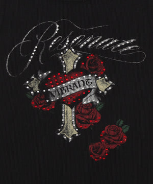 ラインストーンハートグラフィックタンク