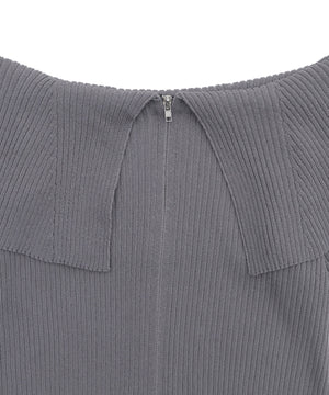 オフショルダブルジップニット