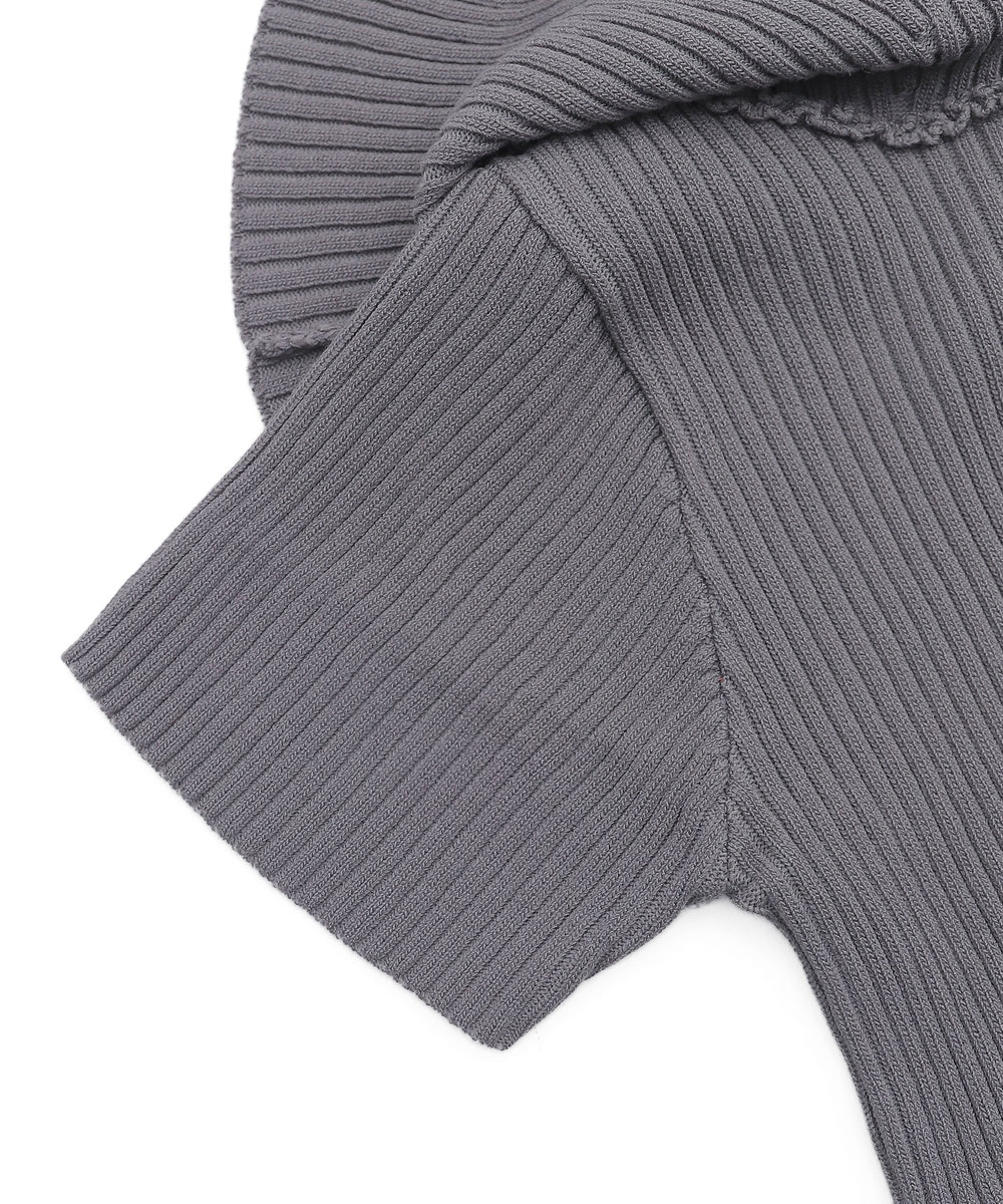 オフショルダブルジップニット