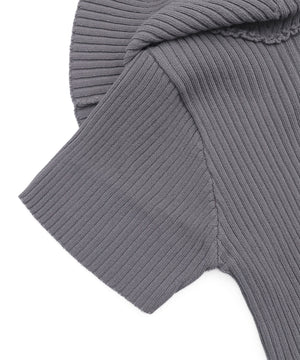 オフショルダブルジップニット