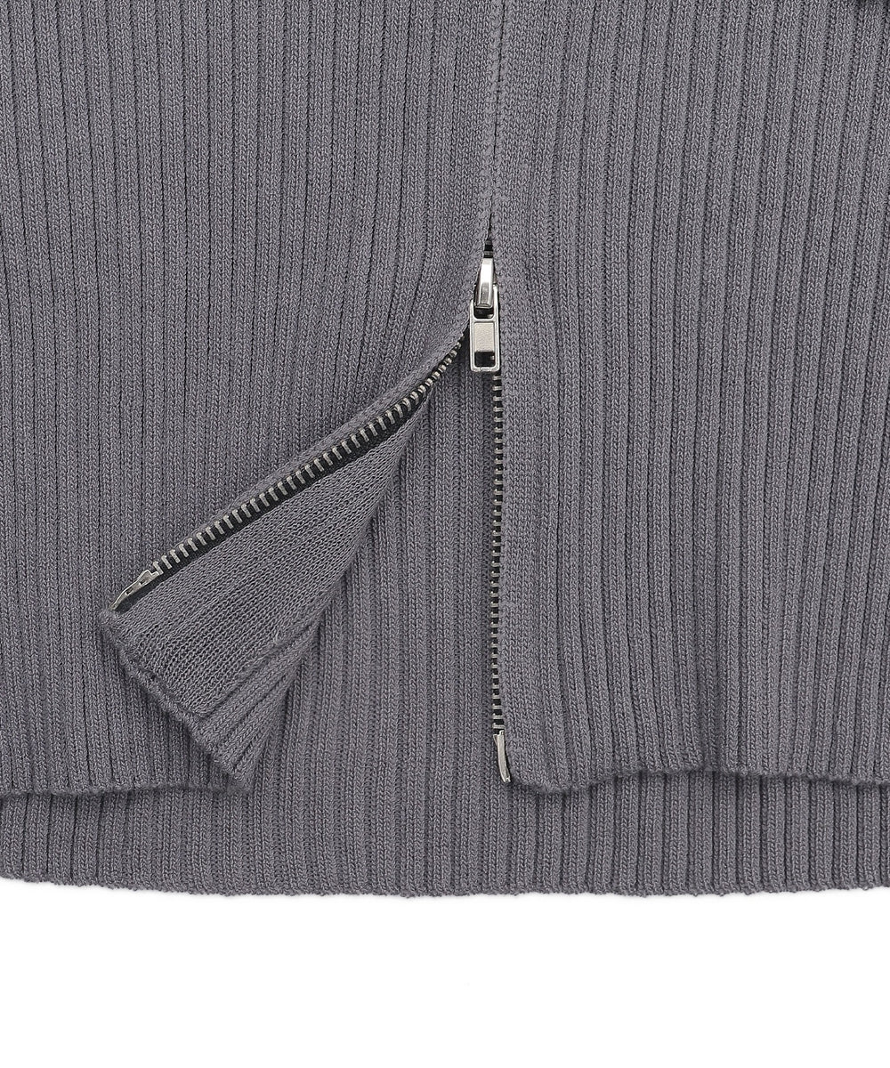 オフショルダブルジップニット