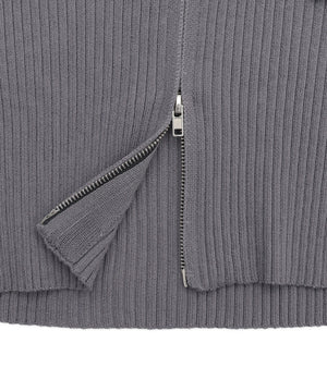 オフショルダブルジップニット