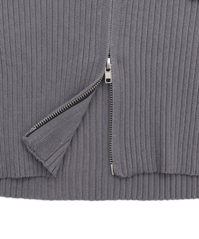 オフショルダブルジップニット