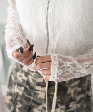 レースダブルジップパーカー