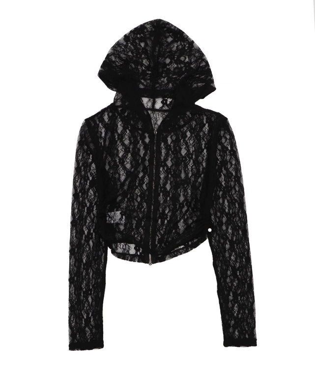 レースダブルジップパーカー