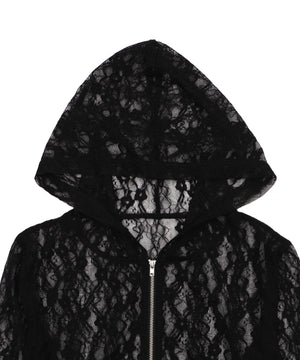 レースダブルジップパーカー