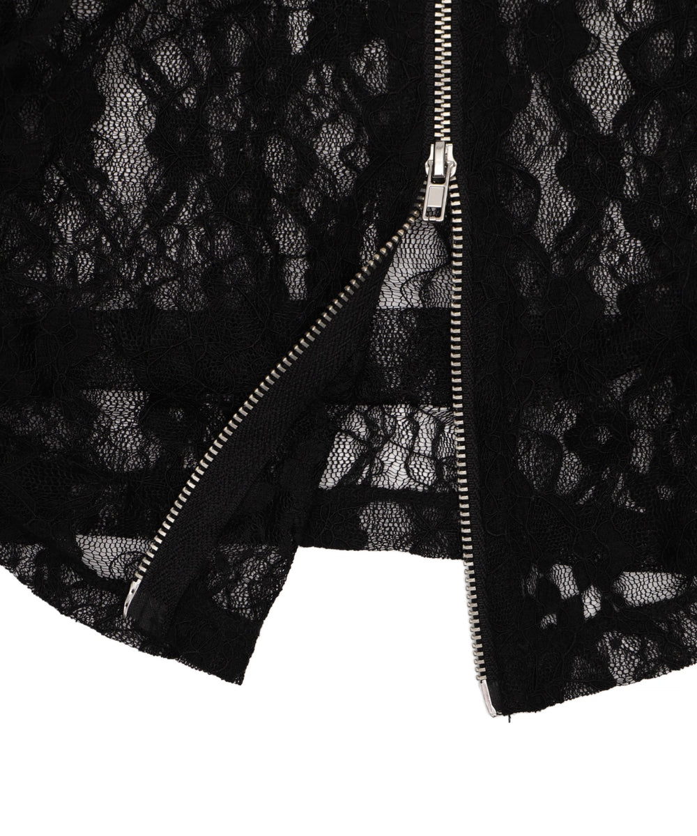 レースダブルジップパーカー