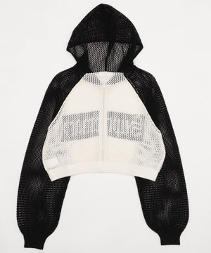 ラグランメッシュニットショートパーカー