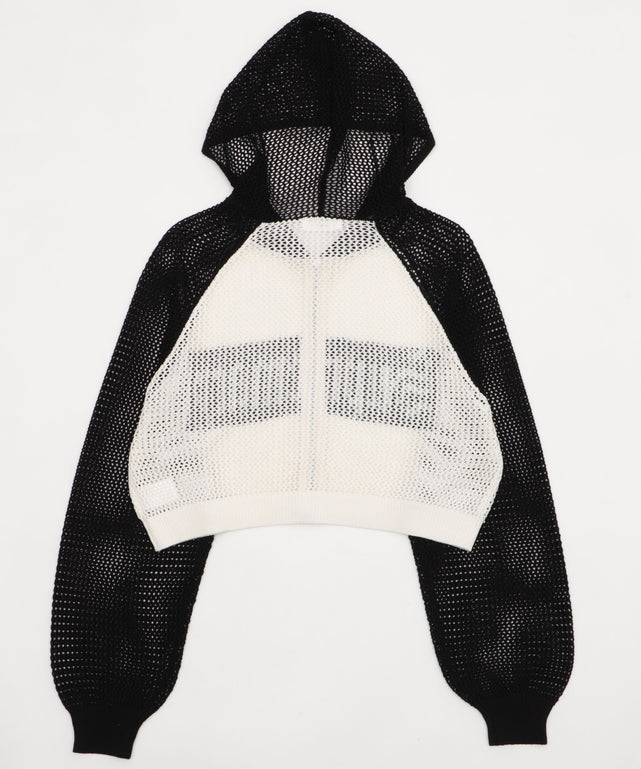 ラグランメッシュニットショートパーカー